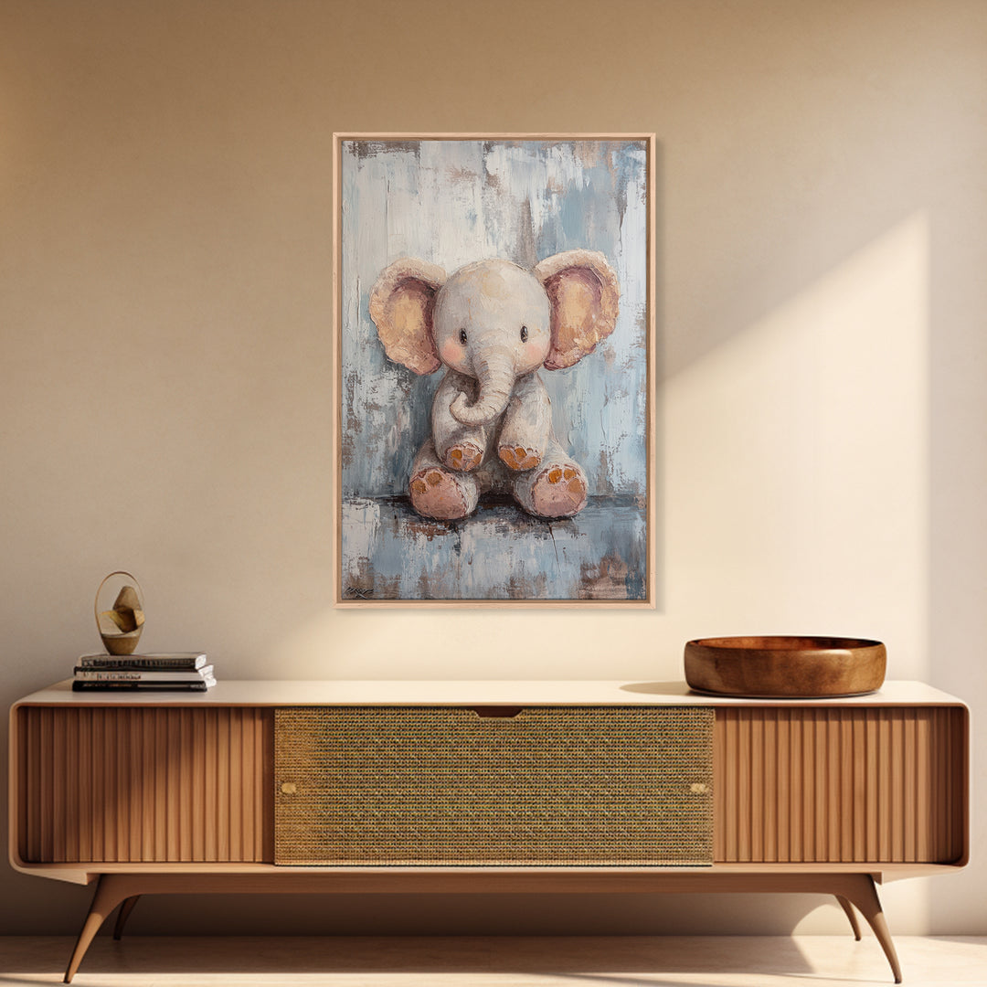 Sweet Baby Elephant Nursery Wall Art, Whimsical Animal Canvas Print, Kids Room Decor, Safari Nursery Gift For Baby Shower