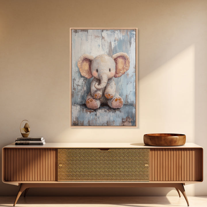 Sweet Baby Elephant Nursery Wall Art, Whimsical Animal Canvas Print, Kids Room Decor, Safari Nursery Gift For Baby Shower