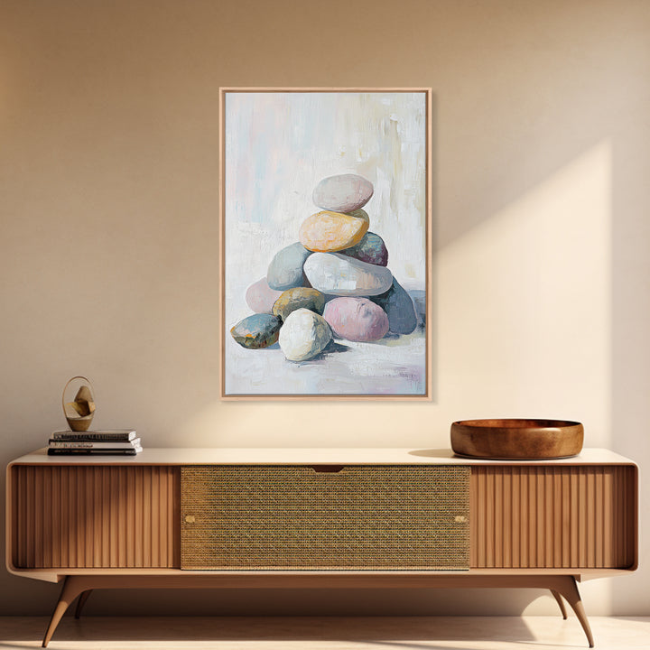 Stacked Pastel Stones Canvas Print, Zen Spa Wall Art, Neutral Bathroom Decor, Minimalist Wall Art, Calming Home Decor Gift
