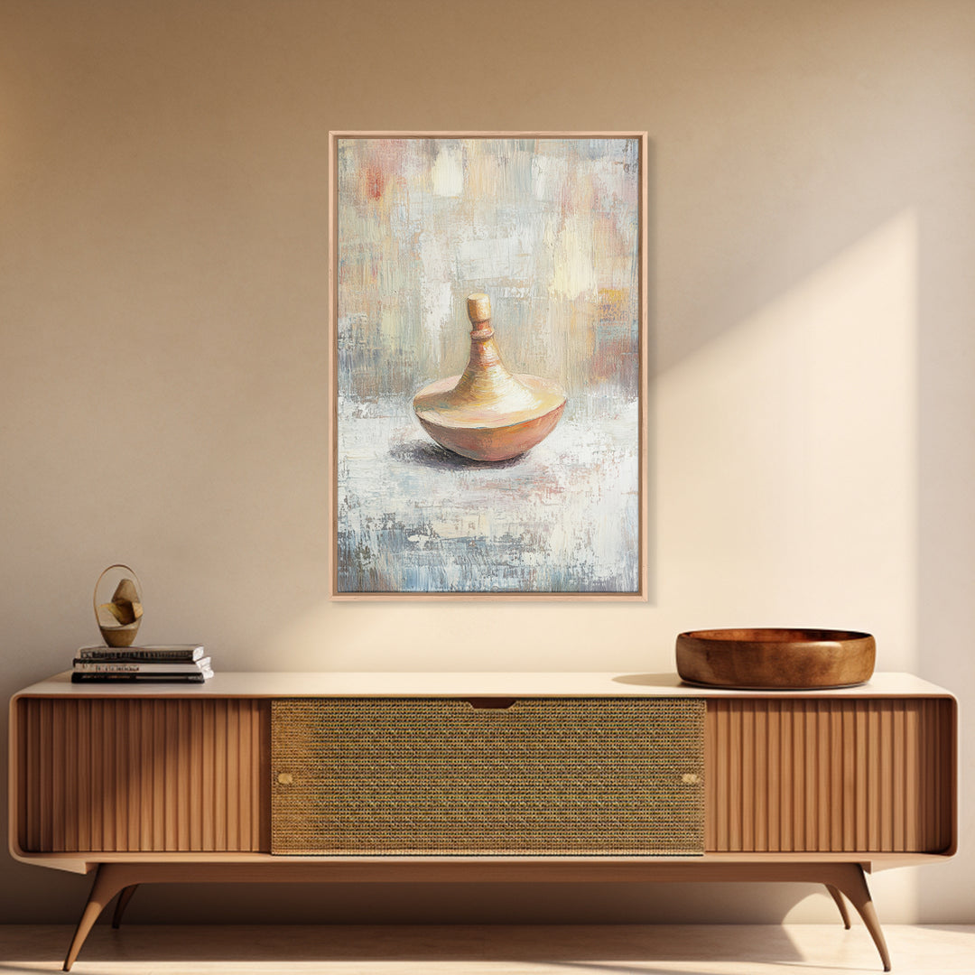 Minimal Spinning Top Still Life Canvas Print, Neutral Wall Art, Wabi Sabi Decor, Modern Minimalist Art Print For Office Decor