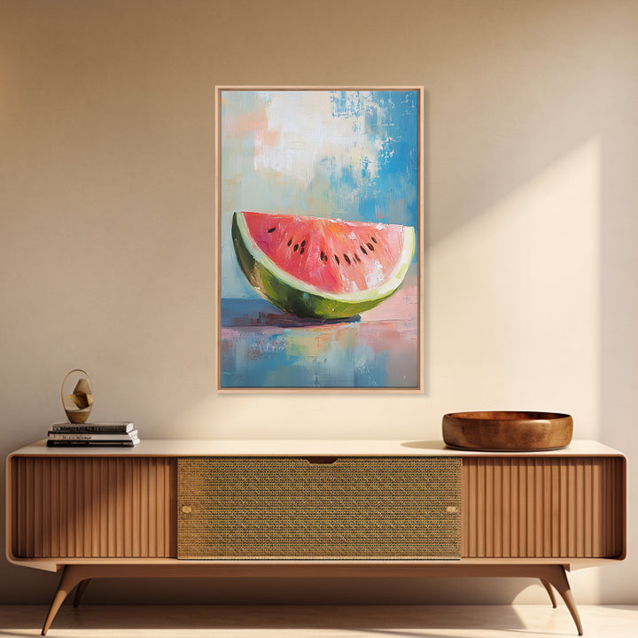 Bright Watermelon Slice Still Life Wall Art, Colorful Kitchen Decor, Summer Fruit Painting, Modern Farmhouse Art Print, Housewarming Gift