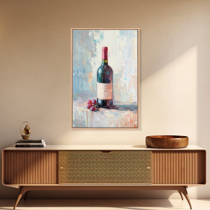 Red Wine Bottle With Grapes Canvas Print, Winery Wall Art, Dining Room Decor, Kitchen Wall Decor, Gift For Wine Lover, Housewarming Gift