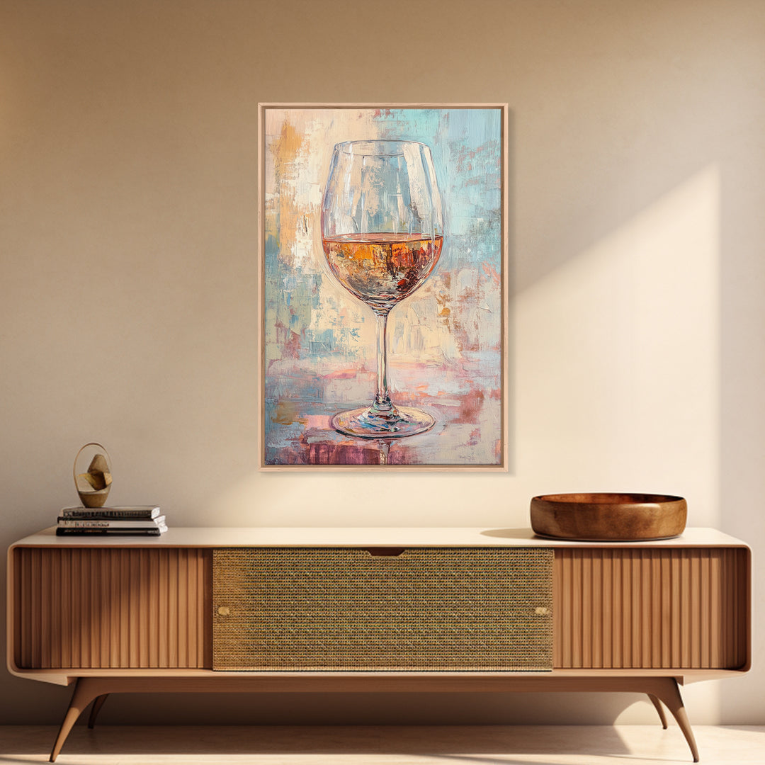 Sparkling Rosé Wine Glass Wall Art, Modern Kitchen Decor, Bar Cart Print, Dining Room Poster, Gift For Wine Lover, Home Decor