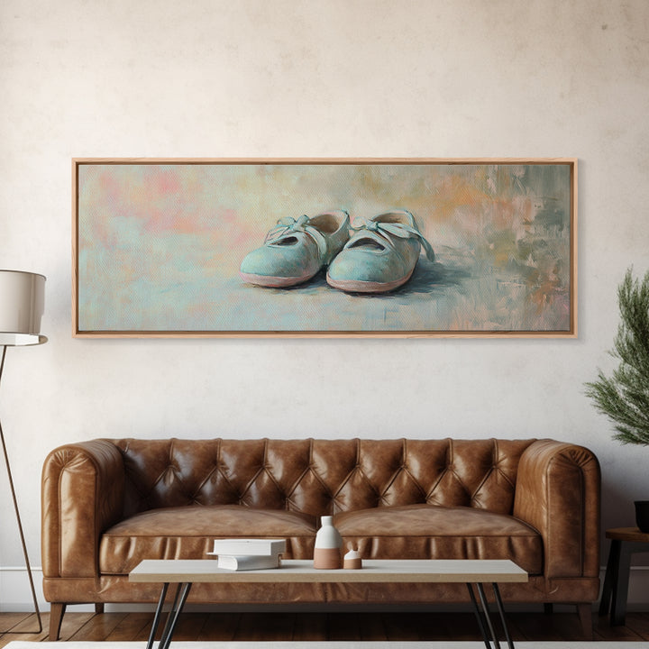 Soft Blue Baby Shoes Wall Art, Pastel Nursery Decor, Baby Room Wall Decor, New Mom Gift, Dreamy Neutral Bedroom Art Print