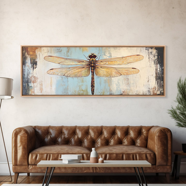 Detailed Dragonfly Insect Wall Art, Nature Inspired Canvas Print, Botanical Wall Decor, Rustic Wildlife Gift For Her, Office Decor