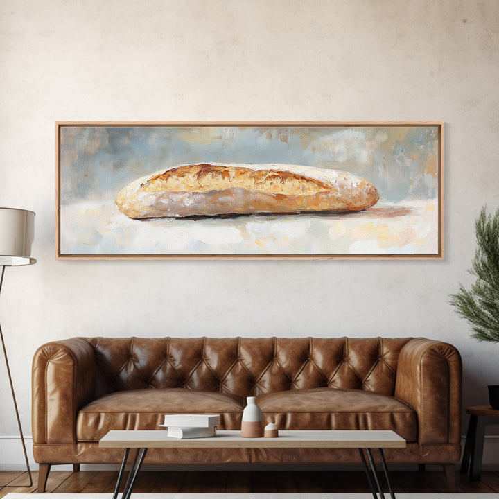 Rustic Baguette Bread Still Life Wall Art, French Bakery Canvas Print For Kitchen, Cafe Decor, Foodie Gift, Dining Room Print
