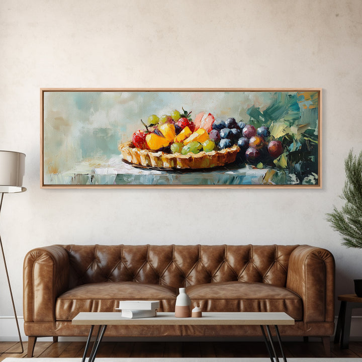 Colorful Fruit Tart Still Life Wall Art, Kitchen Canvas Print, Farmhouse Dining Room Decor, Foodie Gift, Vibrant Art Print