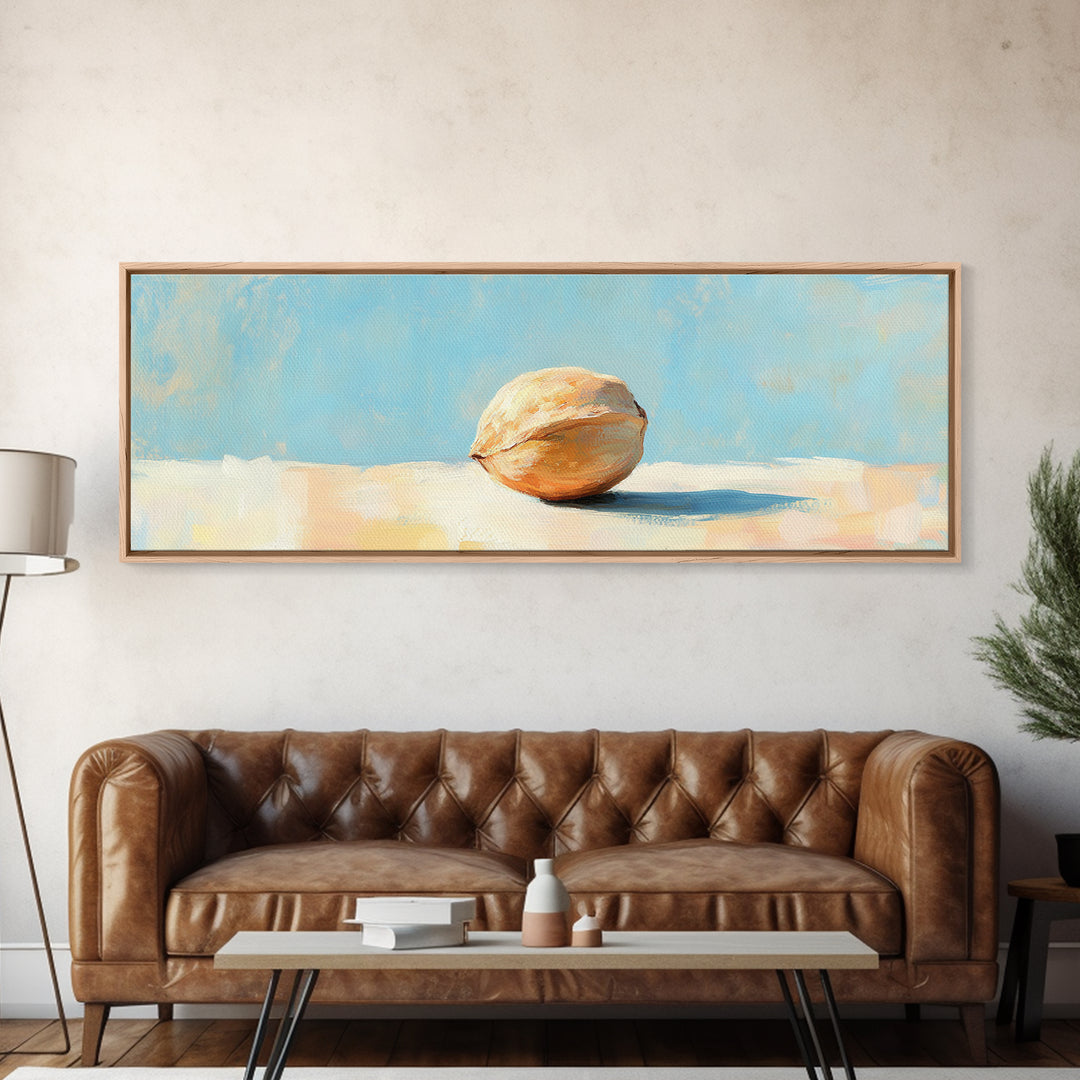 Sunlit Seashell Minimalist Wall Art, Coastal Beach House Decor, Neutral Canvas Print For Bathroom Or Bedroom Wall Decor Gift