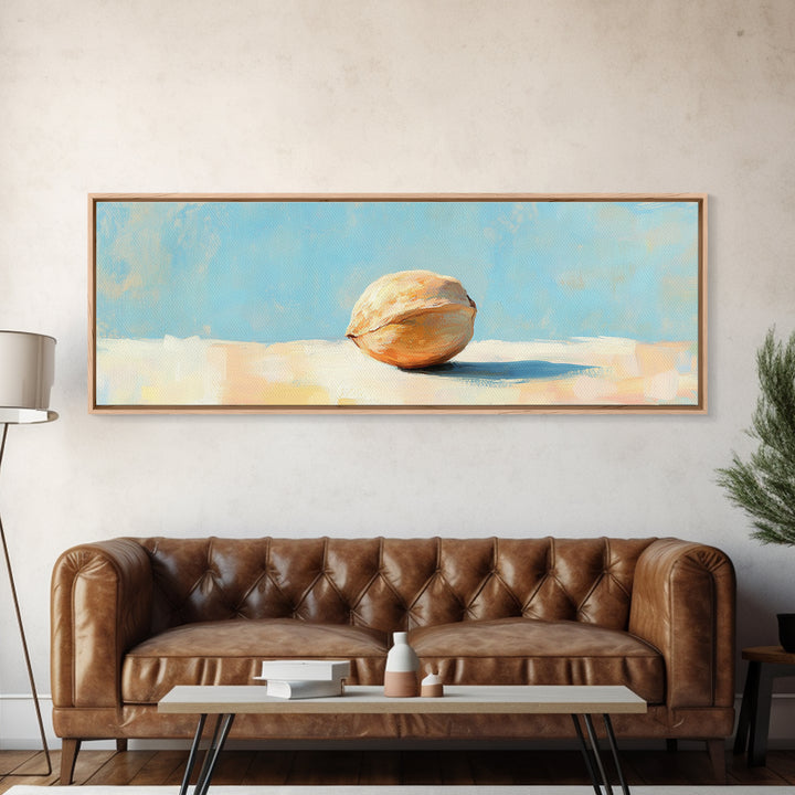 Sunlit Seashell Minimalist Wall Art, Coastal Beach House Decor, Neutral Canvas Print For Bathroom Or Bedroom Wall Decor Gift