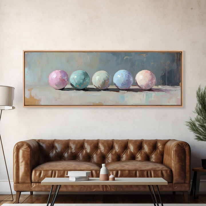 Soft Pastel Spheres Minimalist Wall Art, Abstract Canvas Print, Calming Bedroom Decor, Modern Neutral Home Decor Gift Idea