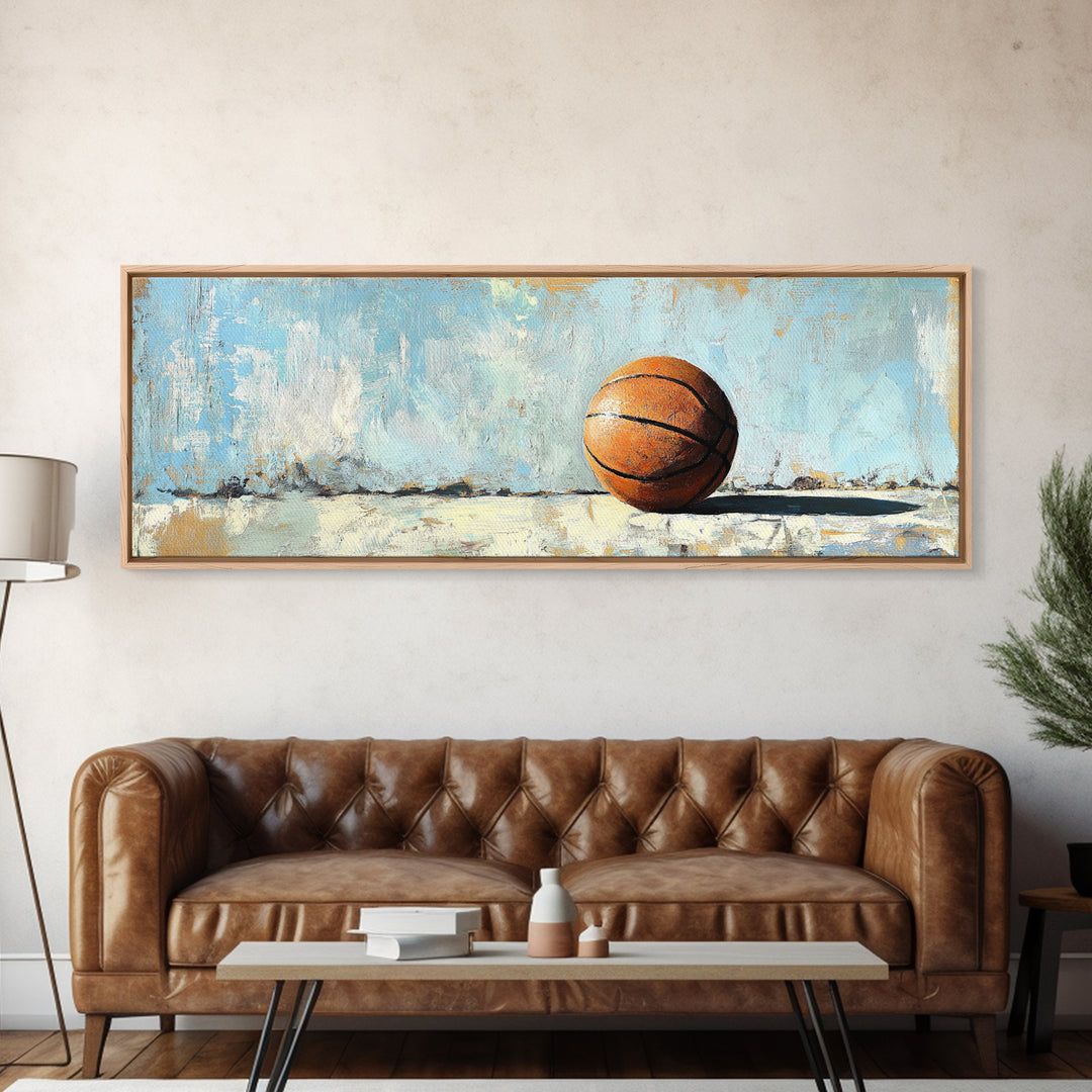 Basketball Canvas Print, Minimal Sports Wall Art, Boys Room Decor, Game Room Art, Gift For Him, Modern Man Cave Decor, Office Decor