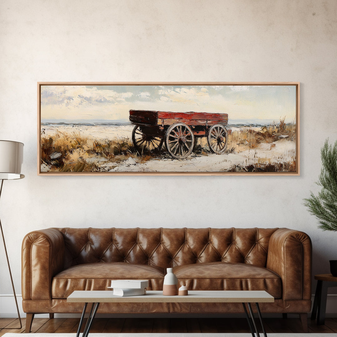 Red Farm Wagon In Snow Wall Art, Rustic Landscape Canvas Print, Farmhouse Decor, Country Winter Art, Cozy Home Decor Gift