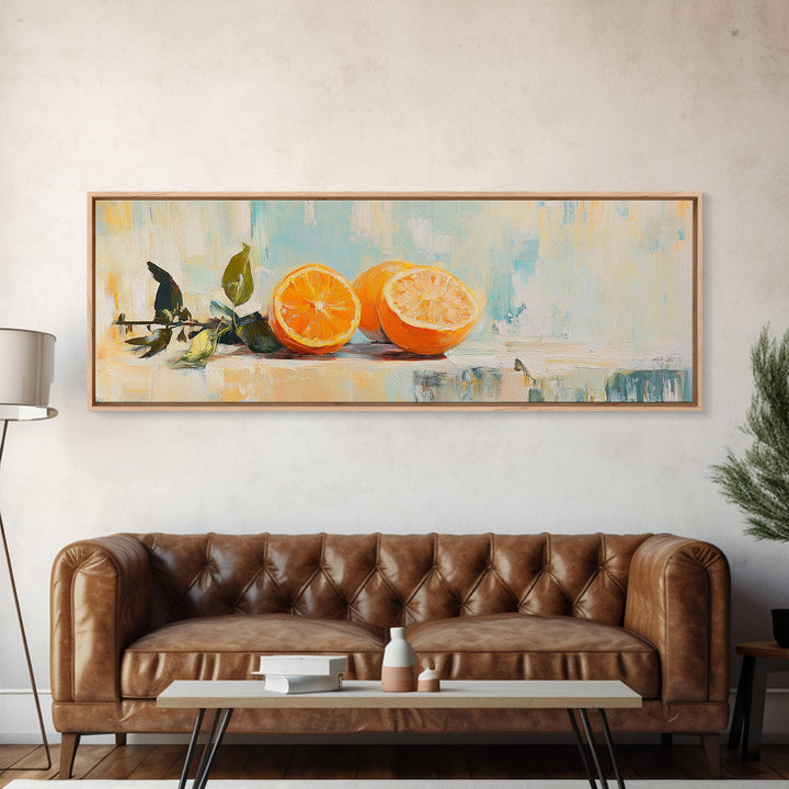 Fresh Orange Still Life Wall Art, Citrus Kitchen Canvas Print, Mediterranean Decor, Fruit Art, Dining Room Prints Gift Idea