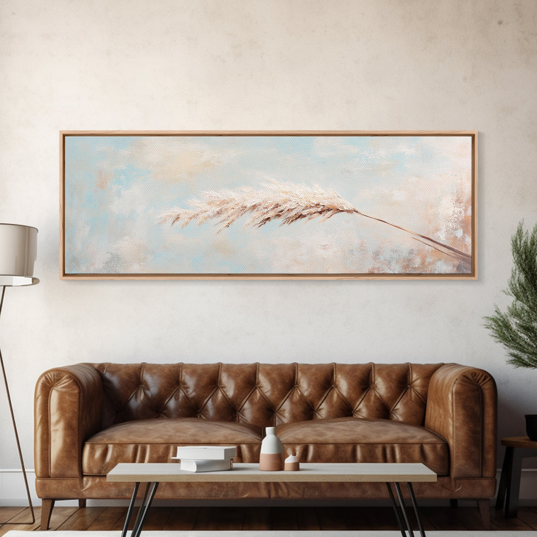 Soft Pampas Grass Feather Canvas Print, Neutral Wall Art, Minimalist Boho Decor, Calming Bedroom Above Bed Wall Home Decor