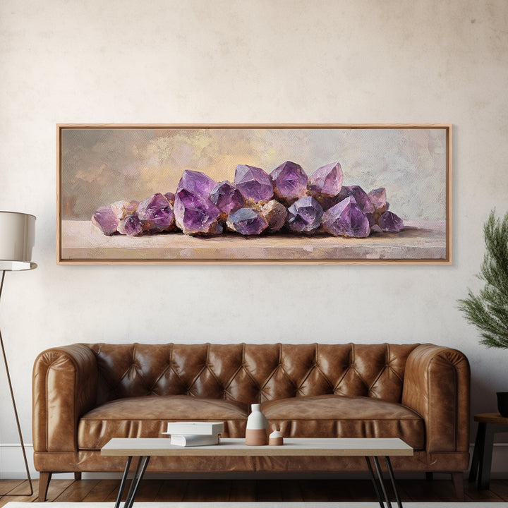 Purple Amethyst Crystal Cluster Canvas Print, Geode Wall Art, Spiritual Decor, Reiki Healing Gift, Modern Home Decor, Living Room Decor