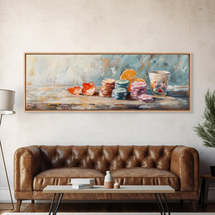 Pastel Macarons And Citrus Still Life Canvas Print, Kitchen Wall Art, French Patisserie Decor, Bakery Gift For Her, Cute Kitchen Decor