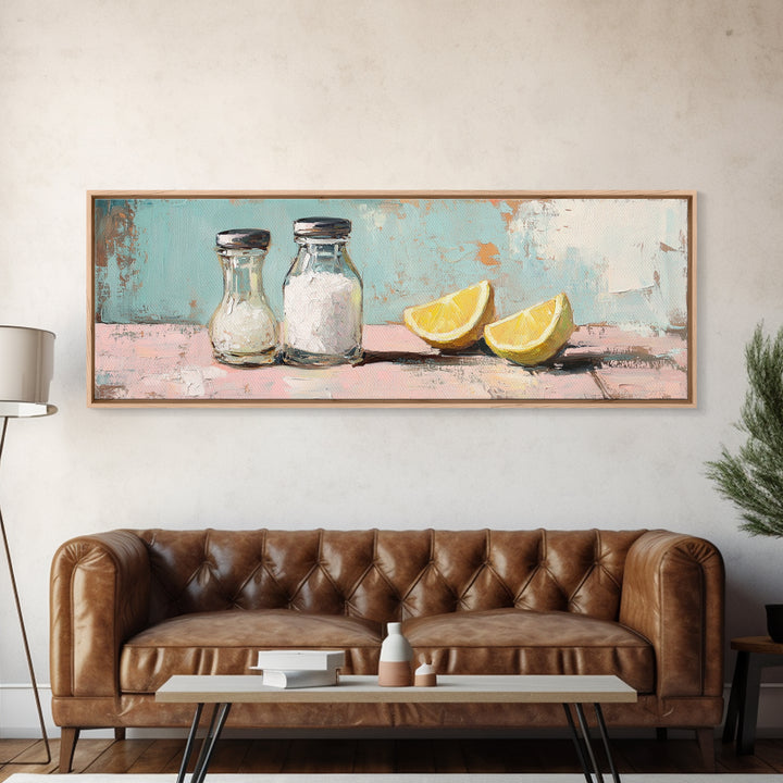 Salt And Pepper With Lemon Canvas Print, Kitchen Wall Art, Farmhouse Decor, Foodie Gift, Dining Room Prints, Cute Kitchen Art