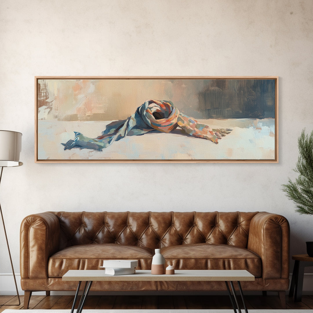 Soft Folded Scarf Still Life Canvas Print, Feminine Wall Art, Neutral Home Decor, Bedroom Decor, Gift For Her, Modern Art