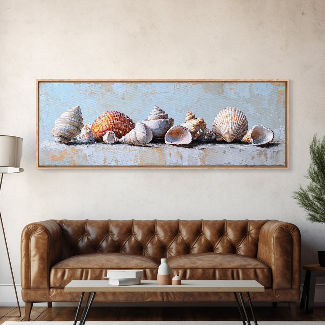Coastal Seashell Collection Still Life Canvas Print, Beach Wall Art, Ocean Decor, Nautical Wall Decor, Beach House Gift Idea