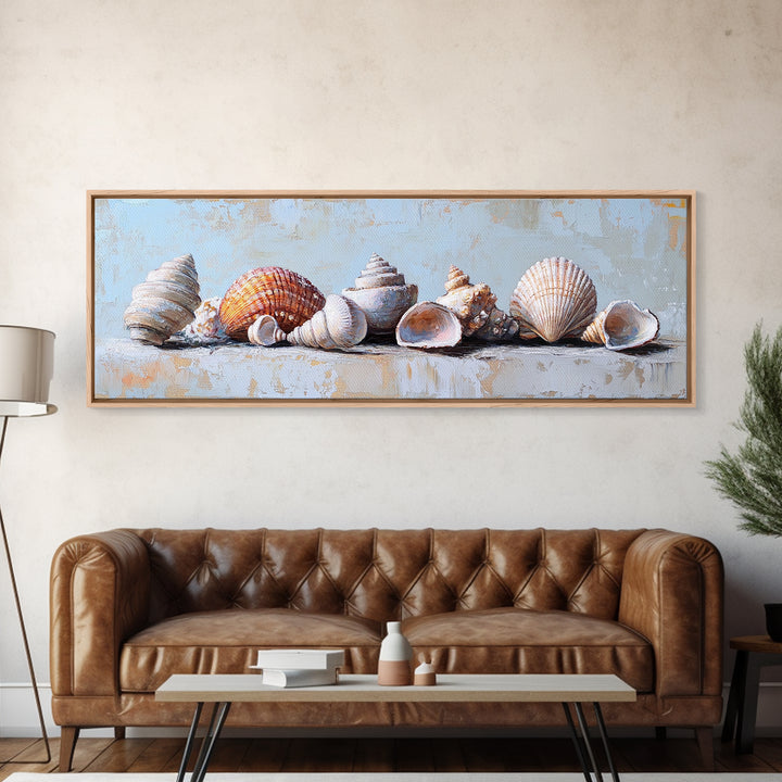Coastal Seashell Collection Still Life Canvas Print, Beach Wall Art, Ocean Decor, Nautical Wall Decor, Beach House Gift Idea