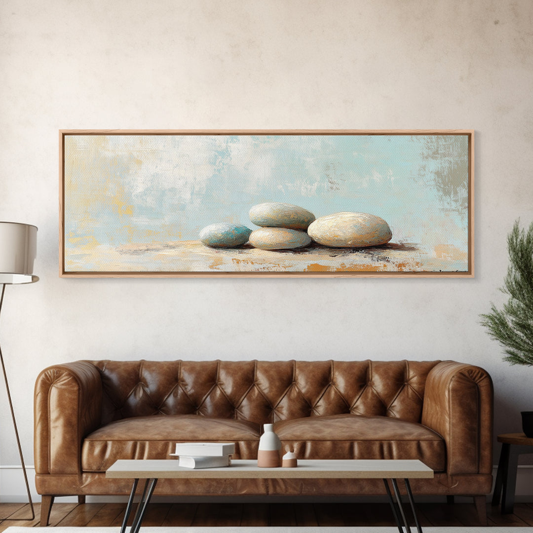 Stacked Smooth Stones Wall Art, Zen Spa Decor Print, Minimalist Bathroom Wall Decor, Calming Neutral Art, Meditation Room Decor