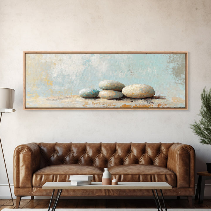 Stacked Smooth Stones Wall Art, Zen Spa Decor Print, Minimalist Bathroom Wall Decor, Calming Neutral Art, Meditation Room Decor