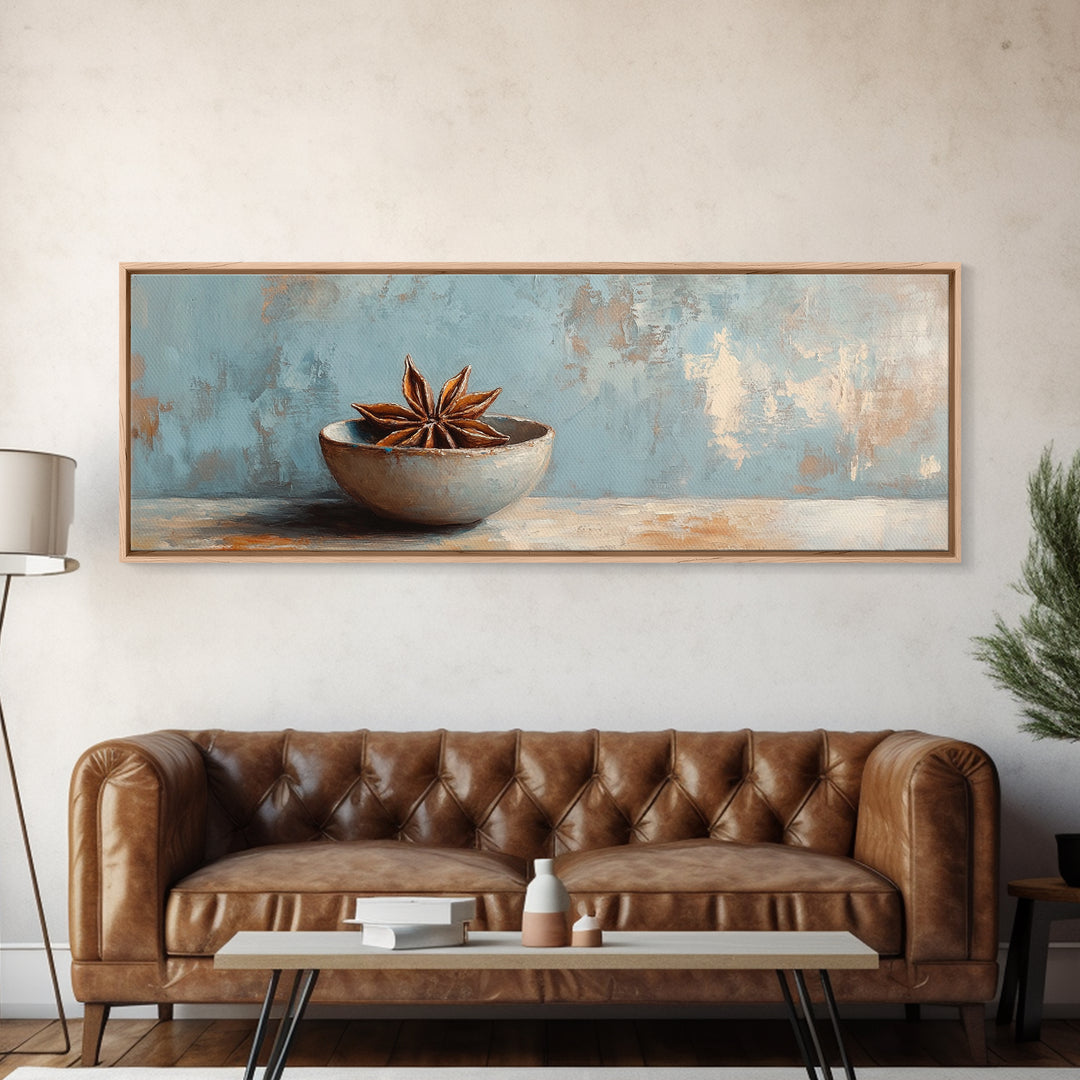 Star Anise Bowl Still Life Wall Art, Rustic Kitchen Decor, Neutral Canvas Print, Farmhouse Dining Room Artwork Home Decor Gift
