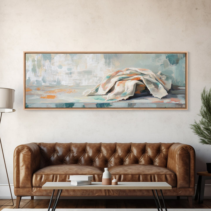 Soft Folded Linen Blanket Canvas Print, Neutral Wall Art, Minimalist Home Decor, Cozy Bedroom Decor, Wabi Sabi Art Print