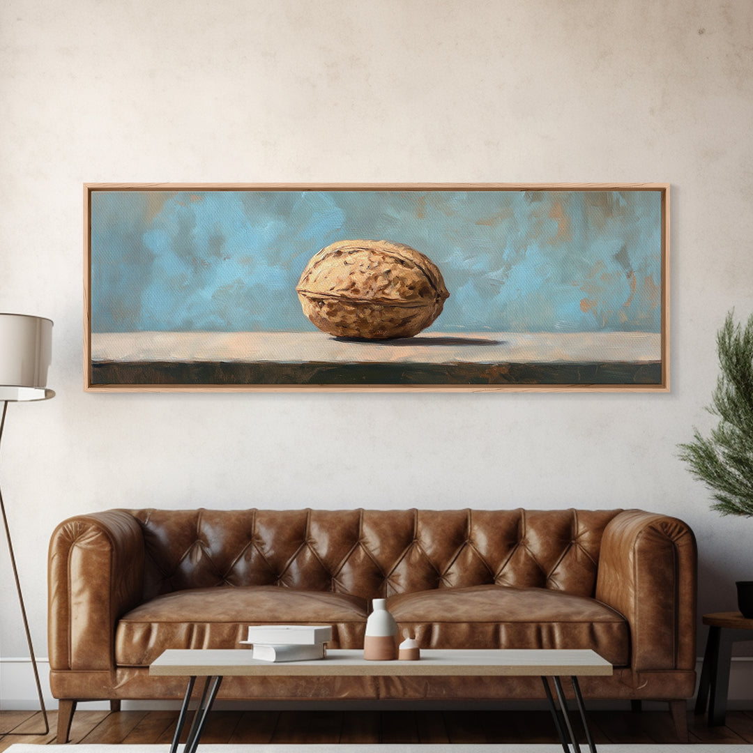 Single Walnut Still Life Wall Art, Minimalist Rustic Kitchen Print, Neutral Food Painting, Modern Farmhouse Decor, Gift For Foodie