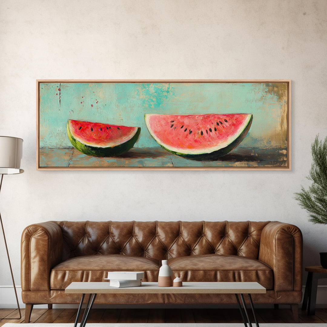 Fresh Watermelon Slices Wall Art, Bright Summer Kitchen Decor, Colorful Food Canvas Print, Farmhouse Dining Room Art, Gift