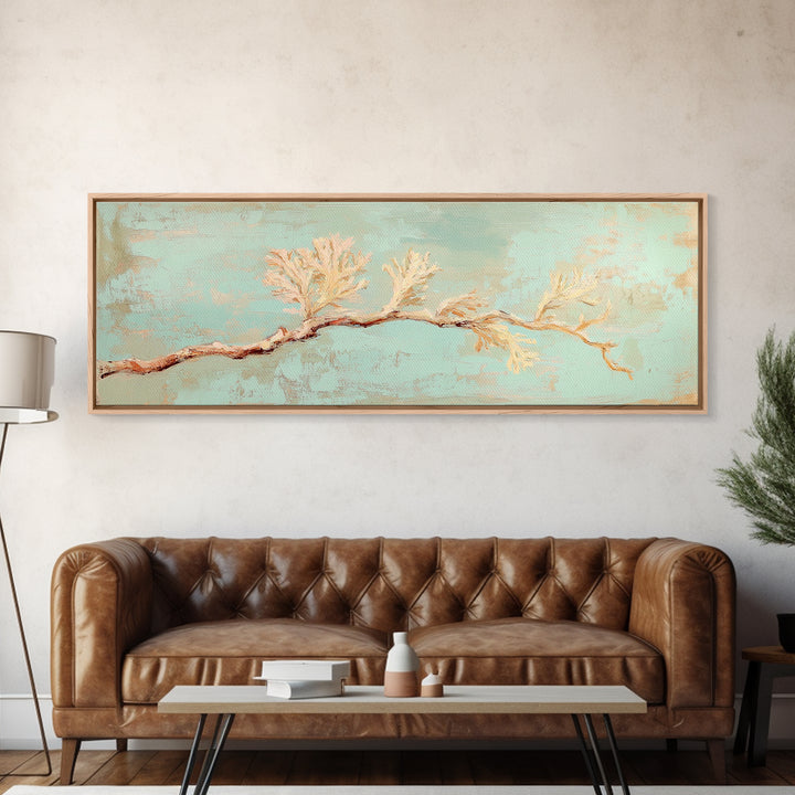 White Coral Branch Wall Art, Coastal Canvas Print, Beach House Decor, Minimalist Ocean Art For Serene Living Room Wall Decor