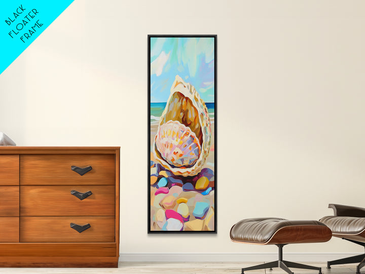 Pastel Seashells On Sunny Beach Wall Art, Coastal Canvas Wall Art, Beach House Decor, Ocean Art Print, Summer Home Decor