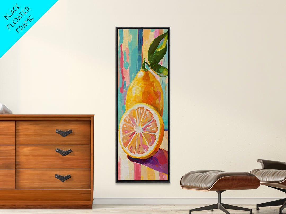 Bright Lemon Slice Still Life Canvas Print, Colorful Kitchen Wall Art, Citrus Fruit Decor, Modern Farmhouse Kitchen Gift