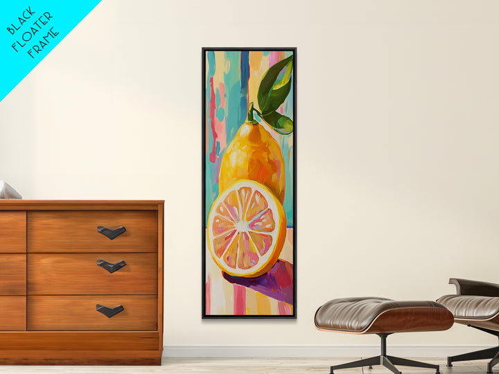 Bright Lemon Slice Still Life Canvas Print, Colorful Kitchen Wall Art, Citrus Fruit Decor, Modern Farmhouse Kitchen Gift