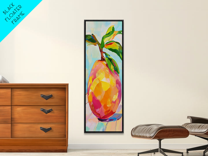 Bright Mango Fruit Painting Wall Art, Colorful Kitchen Decor, Tropical Botanical Art Print, Farmhouse Kitchen Canvas Print