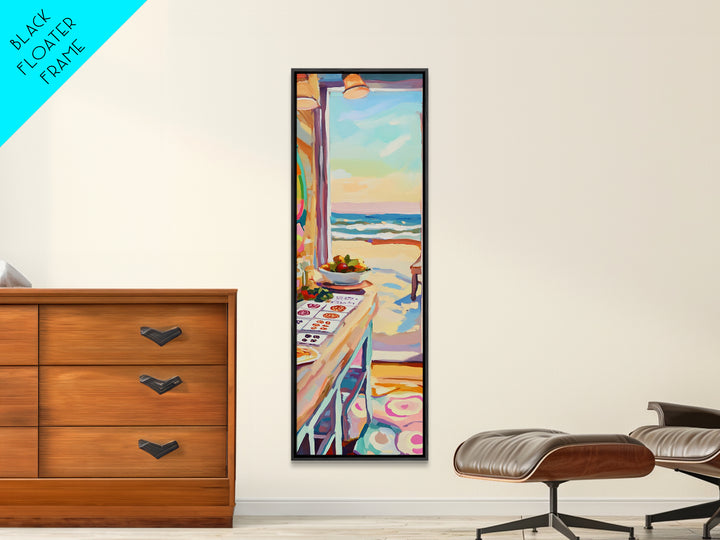Sunny Ocean View Art Studio Wall Art, Coastal Craft Room Canvas Print, Beach House Decor For Creative Office And Kitchen