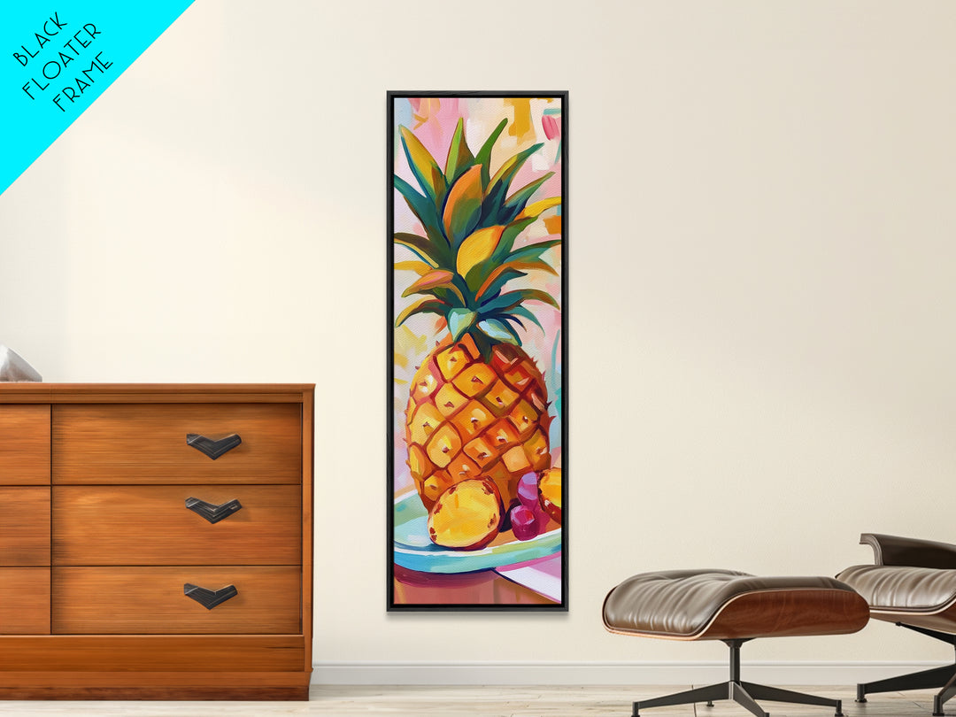 Vibrant Pineapple Still Life Canvas Print, Tropical Kitchen Wall Art, Colorful Fruit Art, Beach House Decor, Summer Gift