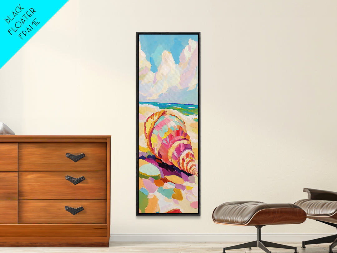 Large Seashell On Sunny Beach Canvas Print, Coastal Wall Art, Ocean Decor, Beach House Art Print, Summer Housewarming Gift