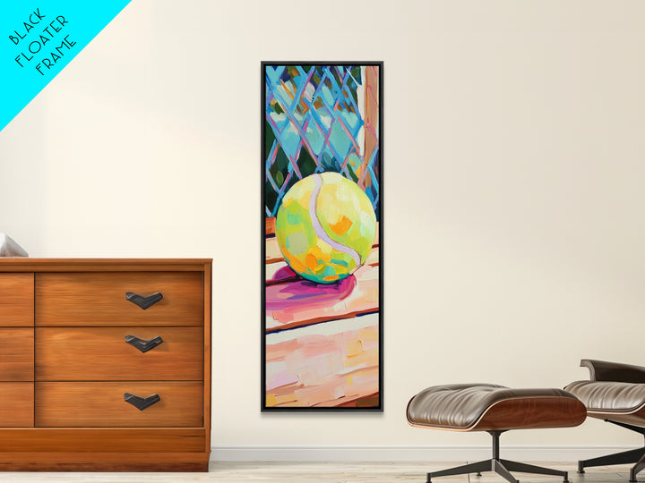 Bright Tennis Ball And Racquet Canvas Print, Tennis Wall Art, Sports Decor, Game Room Decor, Gift For Him, Athletic Decor