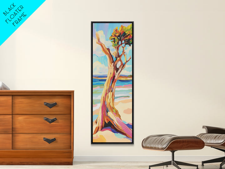 Twisted Driftwood Tree On Beach Wall Art, Coastal Landscape Print, Ocean Wall Decor, Nautical Home Decor, Living Room Art