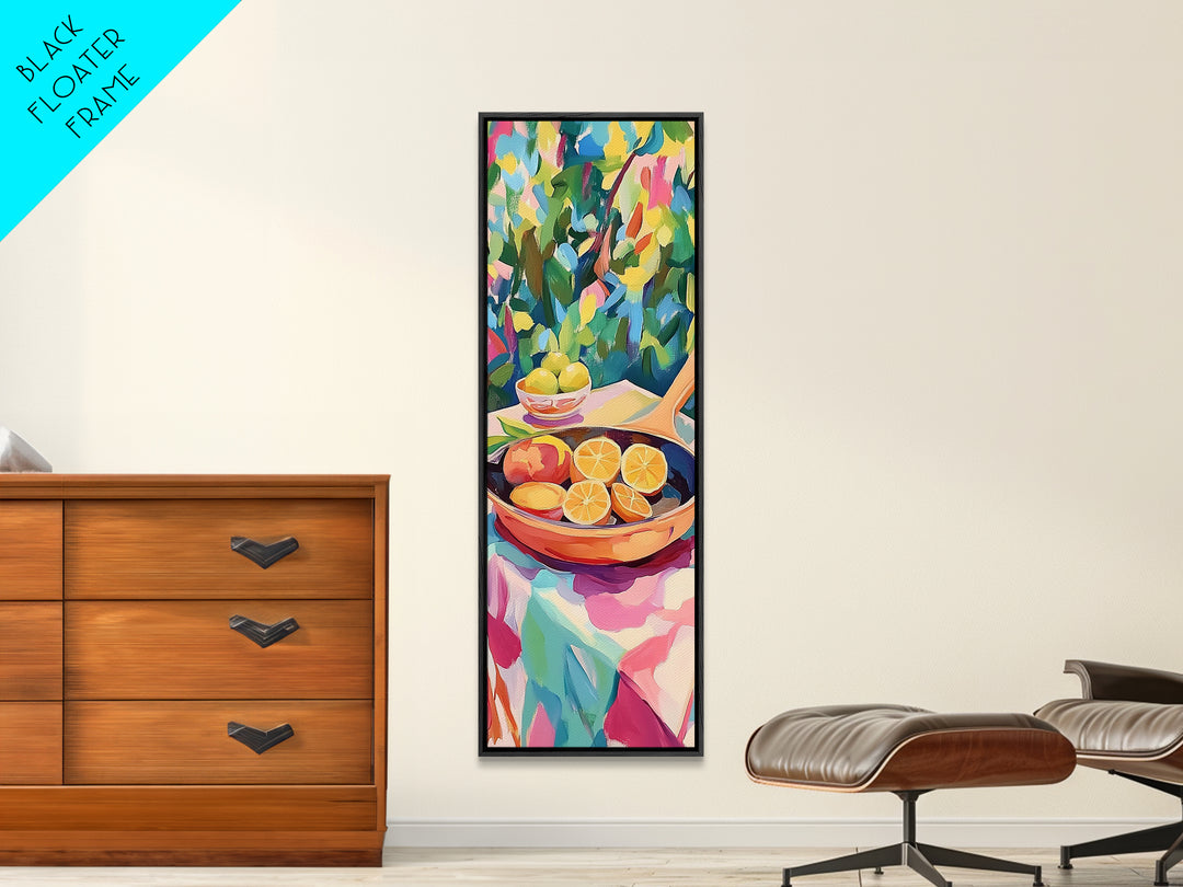Fresh Citrus Slices In Copper Pan Canvas Print, Kitchen Wall Art, Lemon Decor, Mediterranean Food Art, Bright Dining Room Print