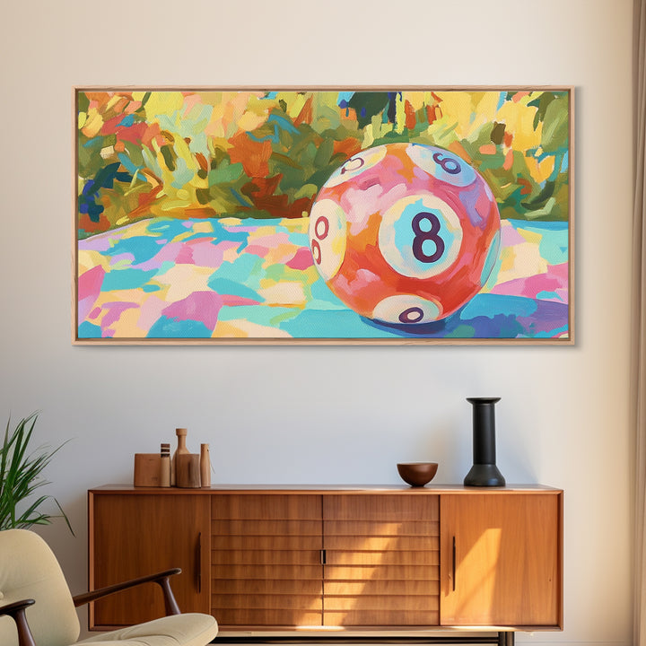 Pink Eight Ball Billiards Wall Art, Game Room Decor, Pool Room Art Print, Retro Poster, Man Cave Canvas Print, Gift For Him