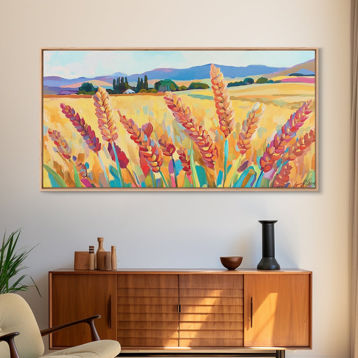 Golden Wheat Field Canvas Print, Rustic Country Landscape Art, Farmhouse Wall Decor, Kitchen Wall Art, Housewarming Gift