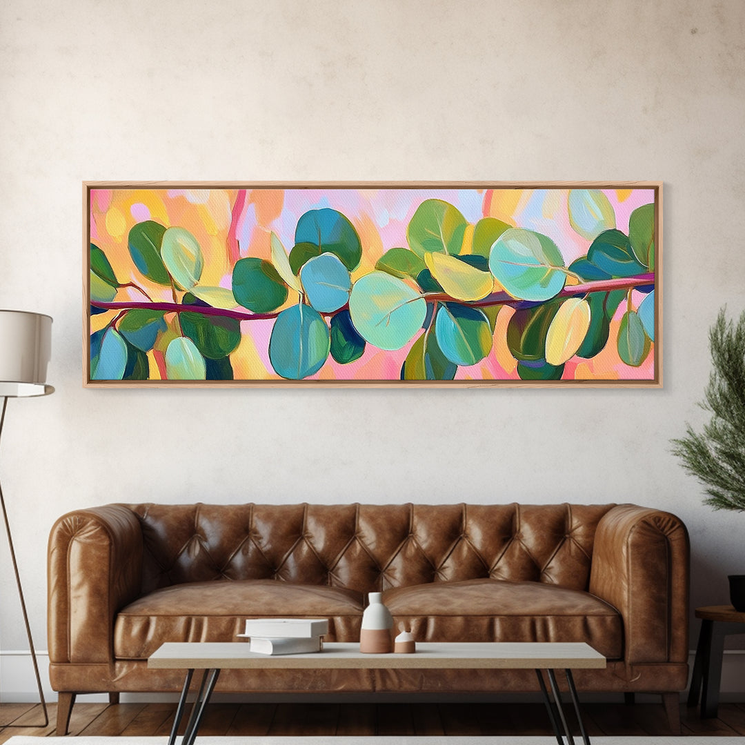 Fresh Eucalyptus Branch Wall Art, Botanical Canvas Print, Green Nature Decor, Minimalist Living Room Wall Decor Gift For Her