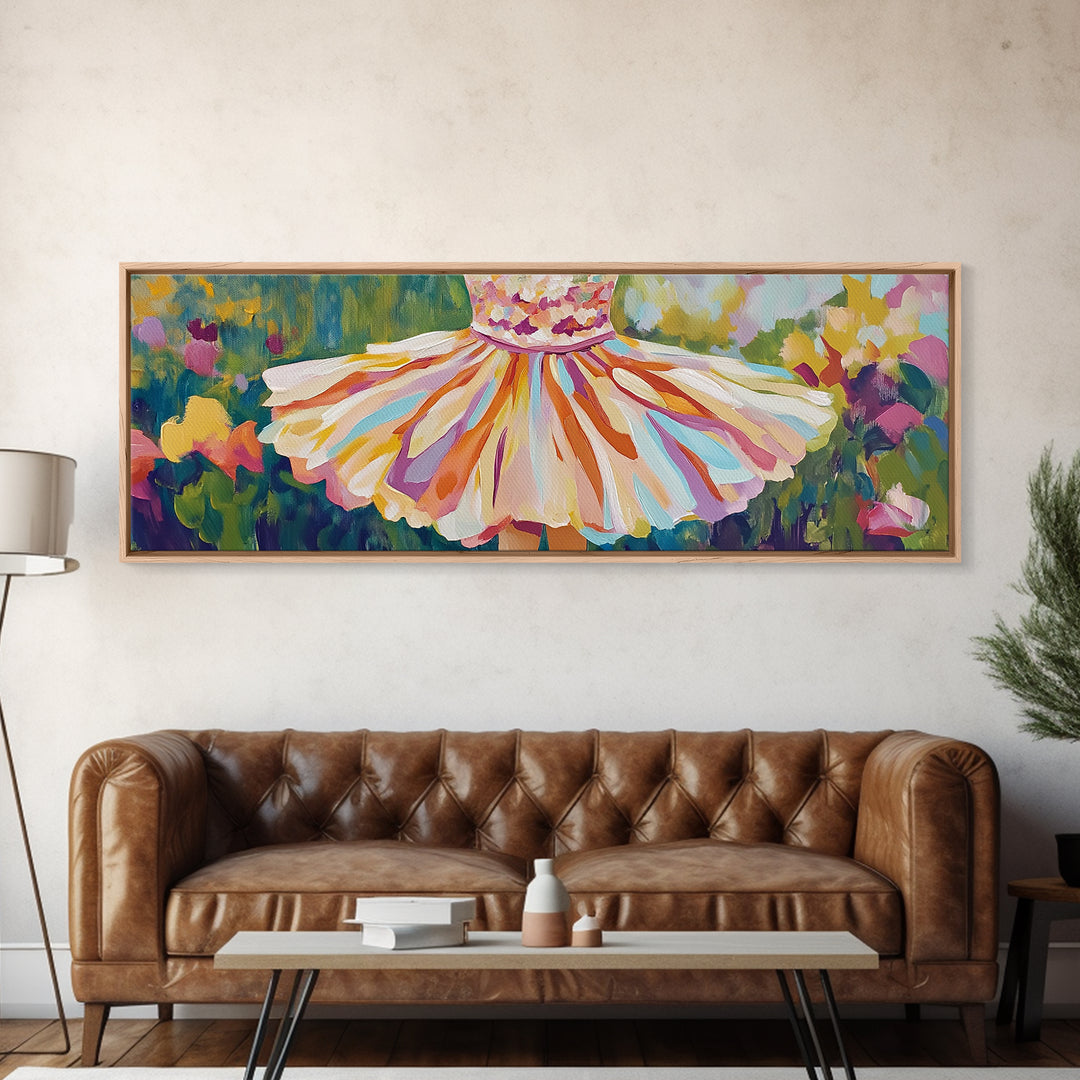 Twirl Dress In Blooming Garden Wall Art, Feminine Canvas Print, Whimsical Floral Decor, Girls Room Art, Gift For Her, Spring Decor