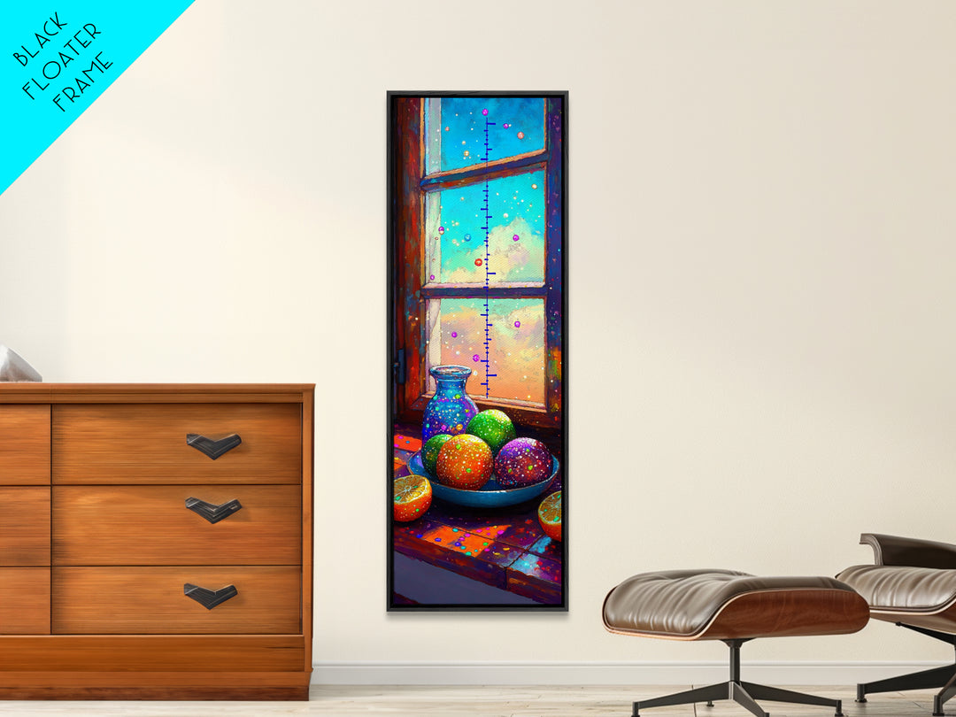 Bright Citrus Bowl On Sunny Windowsill Framed Canvas Print, Kitchen Wall Art, Colorful Fruit Decor, Cozy Home Gift Print