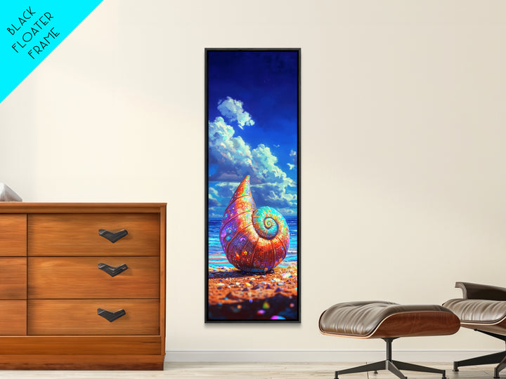 Rainbow Nautilus Shell On Sunny Beach Canvas Print, Coastal Wall Art, Ocean Decor, Seashell Art Print, Beach House Gift Idea