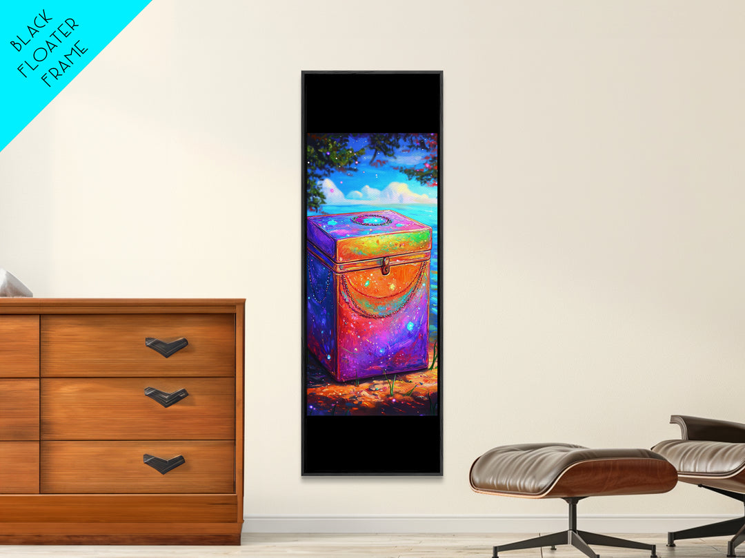 Rainbow Treasure Chest By Tropical Ocean Wall Art, Colorful Coastal Canvas Print, Beach House Decor And Unique Gift Idea