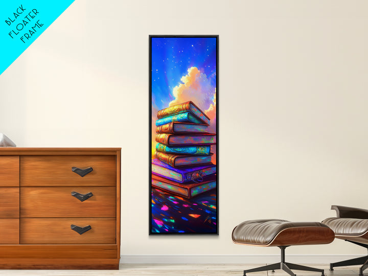 Colorful Stack Of Books Wall Art, Book Lover Canvas Print, Cozy Library Decor, Reading Nook Art, Literary Housewarming Gift