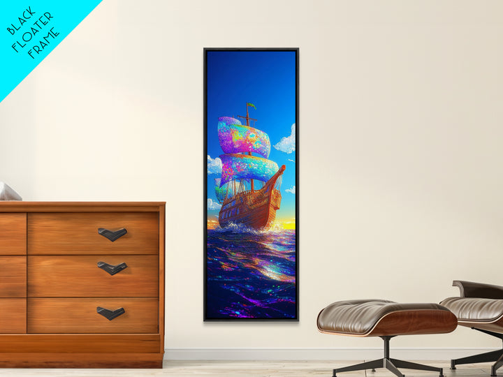 Rainbow Sailing Ship Canvas Print, Nautical Wall Art, Ocean Seascape, Coastal Home Decor, Beach House Living Room Decor Gift For Him
